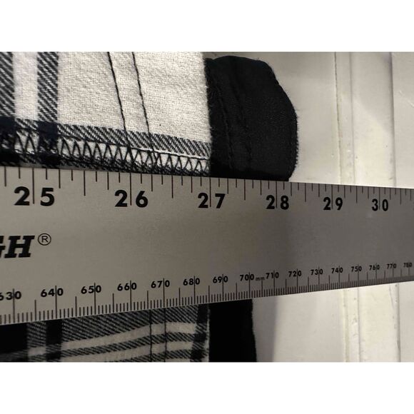 Eddie Bauer Flannel Snap Shacket Womens XXL Navy White Buffalo Plaid Long Sleeve - Picture 11 of 13